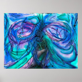 Póster Fantasía Azul Acuarela