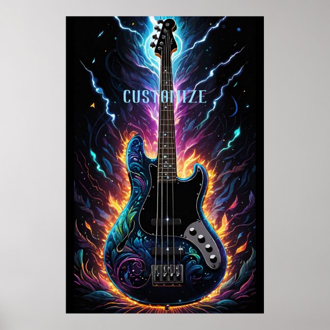 Póster Fantasía Basada En La Guitarra Eléctrica Del Bass (Frente)