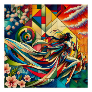Póster Fantasia Chica Moderna Sakura Linda