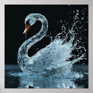 Póster 💧 Fantasía Cisne de Agua Místico Fluido Elegancia