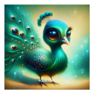 Póster Fantasía Cuesta Bebé Verde Peacock