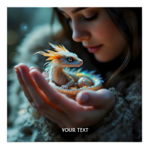 Póster Fantasía Cuesta Pequeño Dragón Bebé