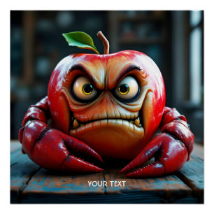 Póster Fantasía cuida el cangrejo de Apple enojado