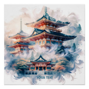 Póster Fantasía Cuidada Templo Japonés