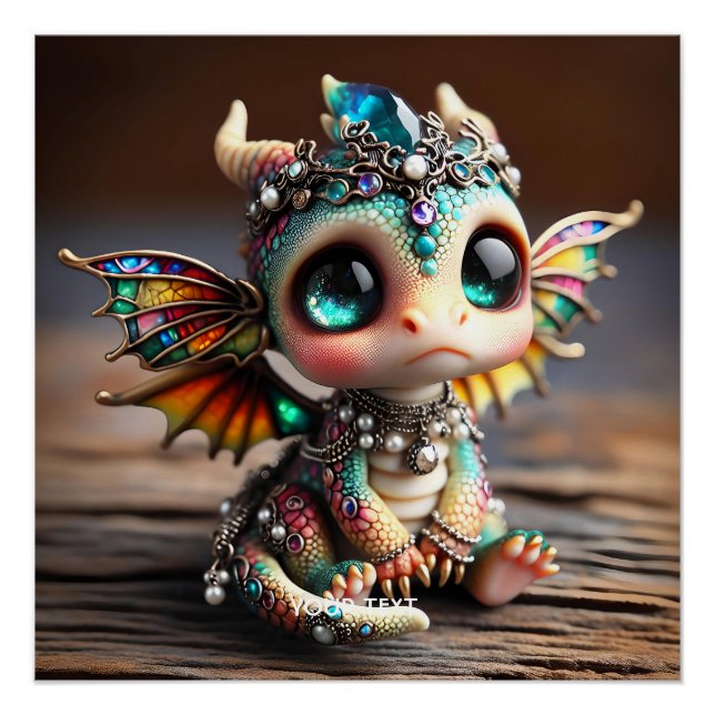 Póster Fantasía Cute Baby Dragon Glass (Anverso)