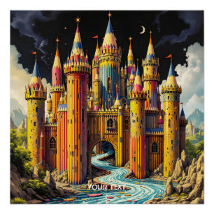 Póster Fantasía Cute Castle From Pencils