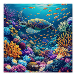Póster Fantasía Cute Coral Reef Turca