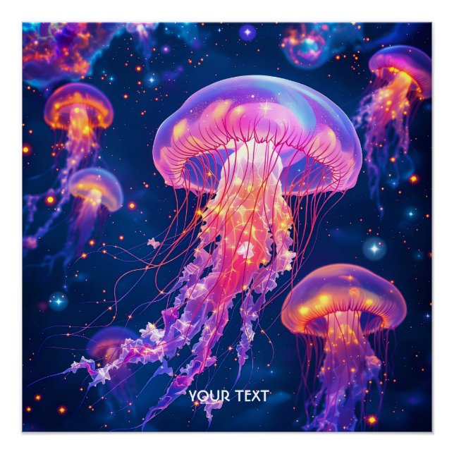 Póster Fantasía Cute Drifing Mar Jellyfish (Anverso)