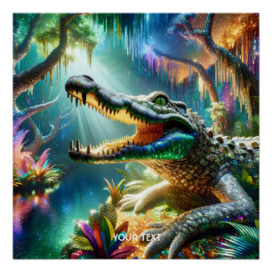 Póster Fantasía Cute Encantada Jungla de Cocodrilos