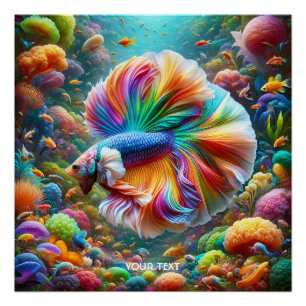 Póster Fantasía Cute Fish Rainbow Plants