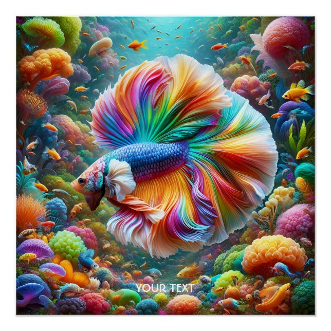 Póster Fantasía Cute Fish Rainbow Plants (Anverso)