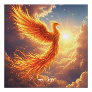 Póster Fantasía Cute Flaming Phoenix Rises