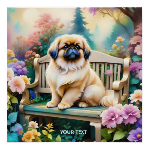 Póster Fantasía Cute Flores de Perro Pequeñas