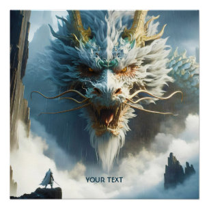 Póster Fantasía cute gran dragón fuerte
