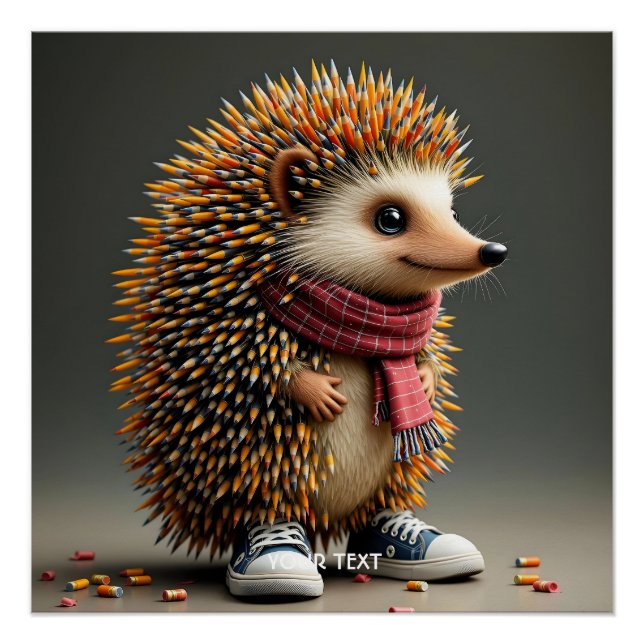 Póster Fantasía Cute Hedgehog Agujas negras (Anverso)