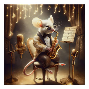 Póster Fantasía Cute Mouse Reproduciendo Música