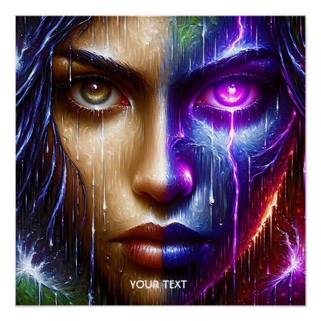 Póster Fantasía Cute Purple Eye Face (Anverso)
