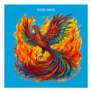 Póster Fantasía Cute Rising Flames Phoenix