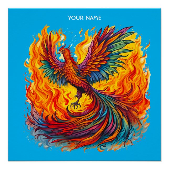 Póster Fantasía Cute Rising Flames Phoenix (Anverso)