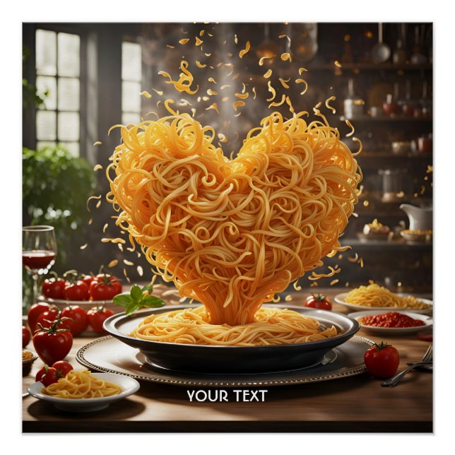 Póster Fantasía Cute Spaghetti Heart Plate (Anverso)