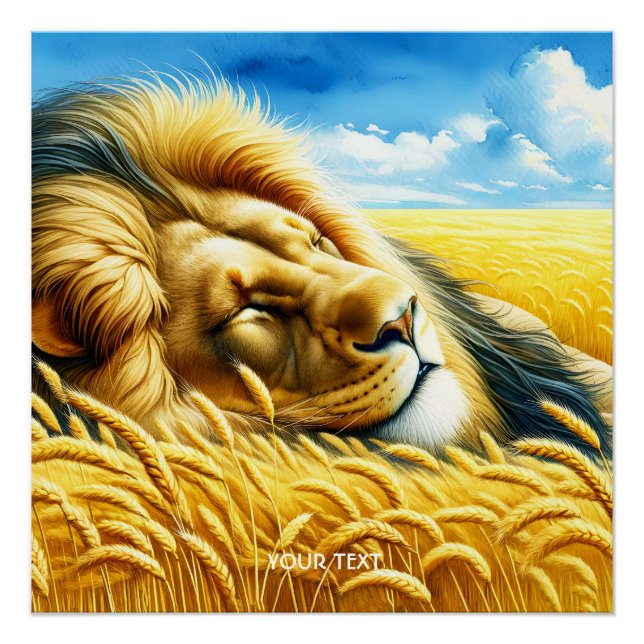 Póster Fantasía Cute Trigo León Durmiente (Anverso)