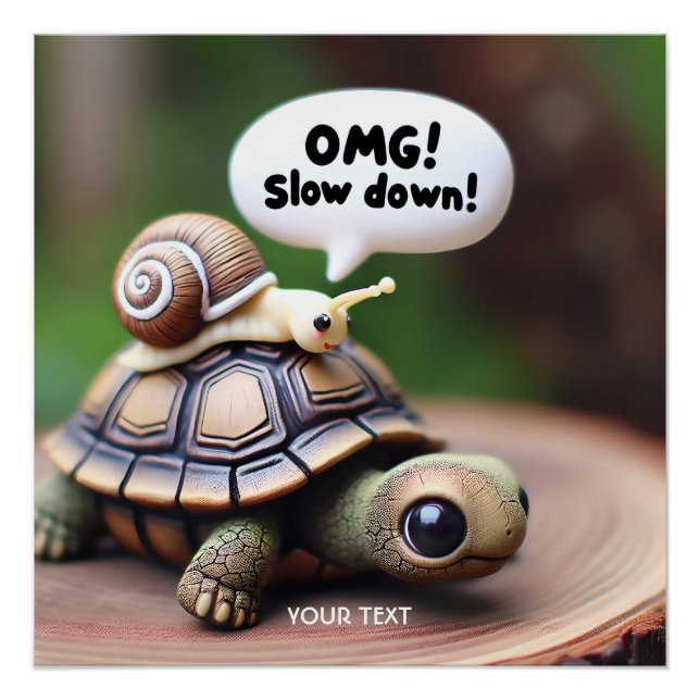 Póster Fantasía Cute Turtle Snacks Speed (Anverso)