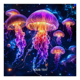 Póster Fantasía Cute vibrante mundo submarino