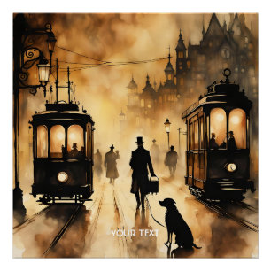 Póster Fantasía Cute Vieja Noche de Londres