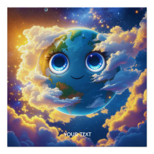 Póster Fantasía cutre espacio de la Tierra feliz