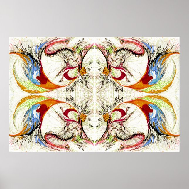 Póster Fantasía de árboles y aves (Frente)