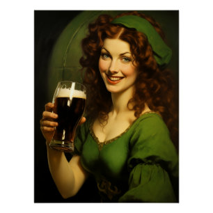 Póster Fantasía de cerveza de crianza de Irlanda medieval