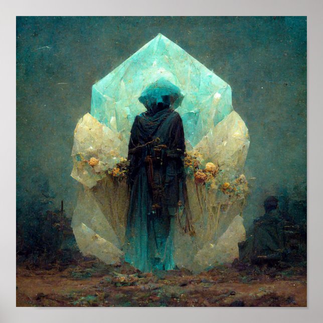 Póster Fantasía de ciencia ficción de Crystal Guardian Al (Frente)