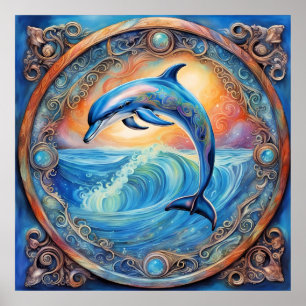 Póster Fantasía de delfines