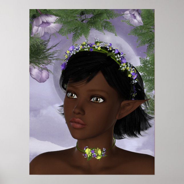 Póster Fantasía de hadas florales de KRW (Frente)