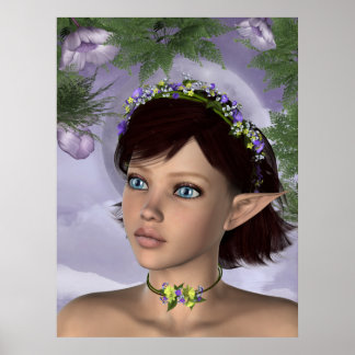 Póster Fantasía de hadas florales de KRW