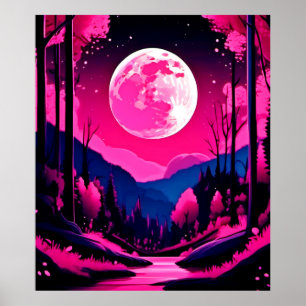 Póster Fantasía de Luna Rosa