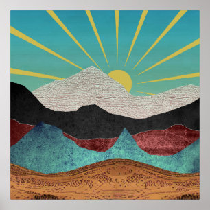 Póster Fantasía de Montaña Amanecer