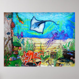 Póster Fantasía debajo del mar