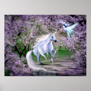 Póster Fantasía del unicornio de la primavera
