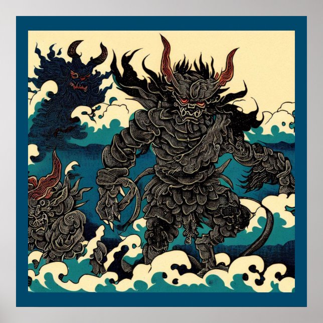 Póster Fantasía Demons - Woodcut 1 (Frente)