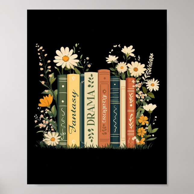 Póster Fantasía dramática tragedia libro floral sutil ant (Frente)