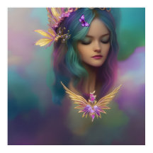 Fantasia Dulce Chica Hada morado Verde azulado ala