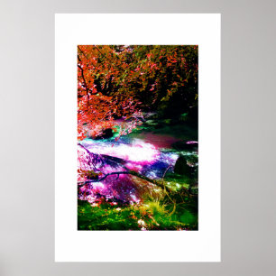 Póster Fantasía en el arroyo de madera