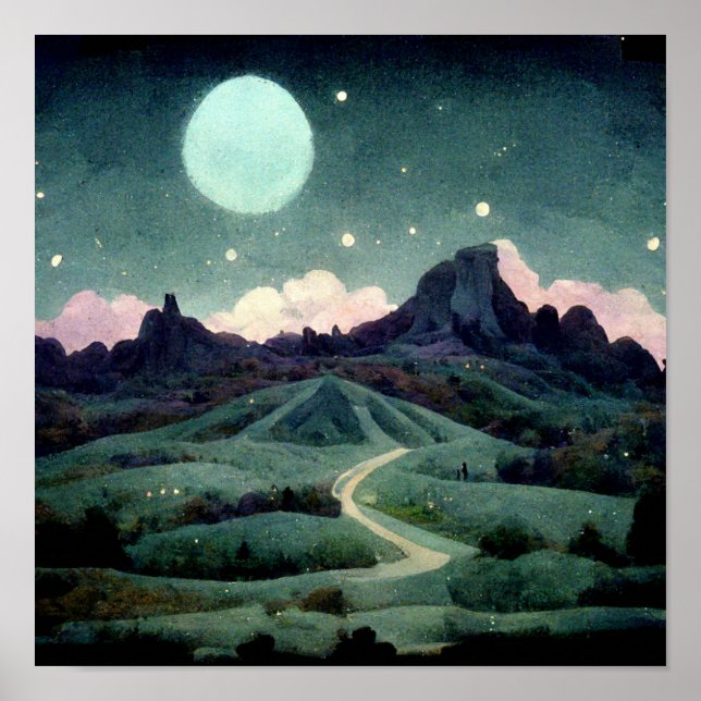 Póster Fantasía en el paisaje lunar (Frente)