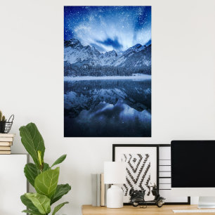 Póster Fantasía en lago de montaña
