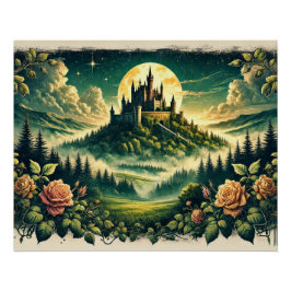 Póster Fantasía encantada del "Castillo onlit Dreamscape"