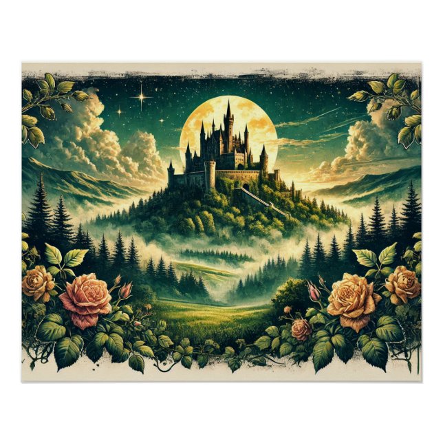 Póster Fantasía encantada del "Castillo onlit Dreamscape" (Anverso)