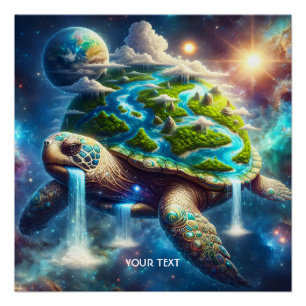 Póster Fantasía Espacio de la tortuga Cuta Tierra