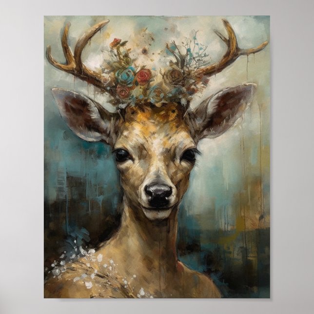Póster Fantasía Fairy Tale Deer Woman Boho (Frente)