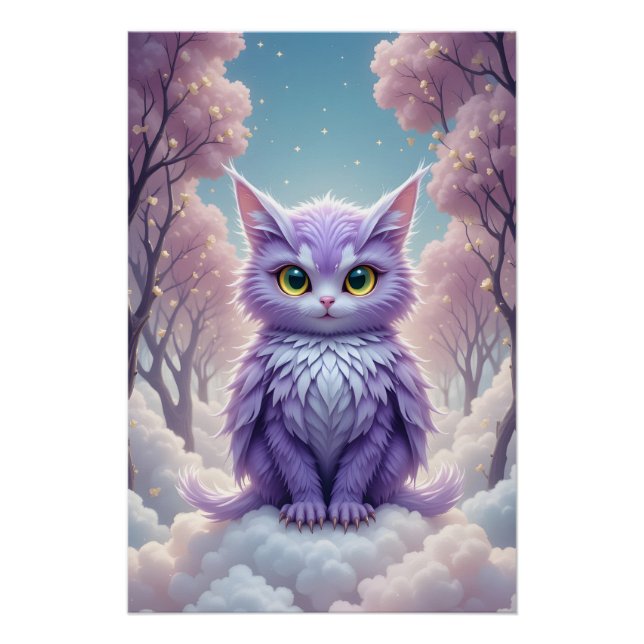 Póster Fantasía felina celeste (Anverso)